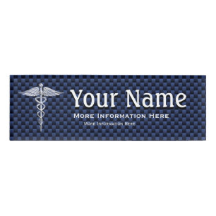 Chrome Caduceus Medical Symbol navy tag Carbon