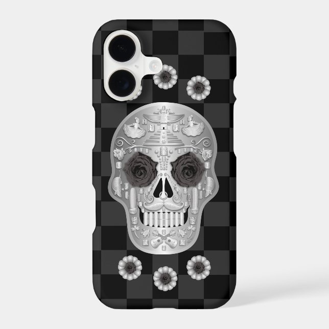 Chrome Calavera (Black Rose) Case-Mate iPhone Case (Back)