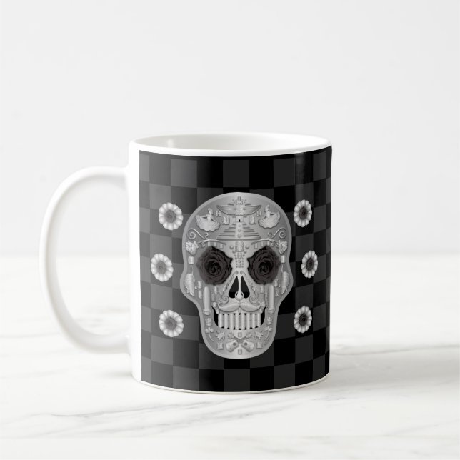 Chrome Calavera (Black Rose) Coffee Mug (Left)