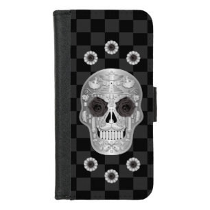 Chrome Calavera (Black Rose) iPhone Wallet Case