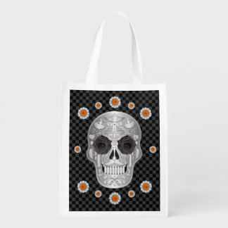Chrome Calavera Halloween2 Grocery Bag