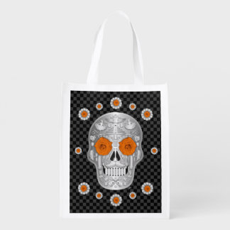 Chrome Calavera Halloween Grocery Bag