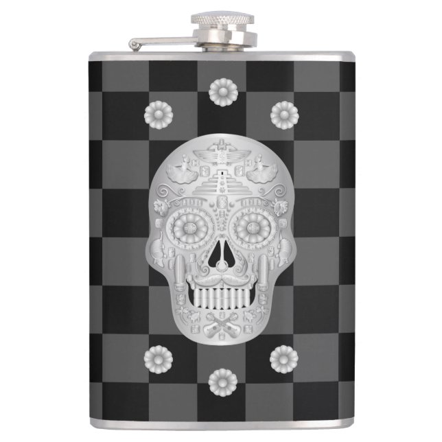 Chrome Calavera Watch Flask (Front)