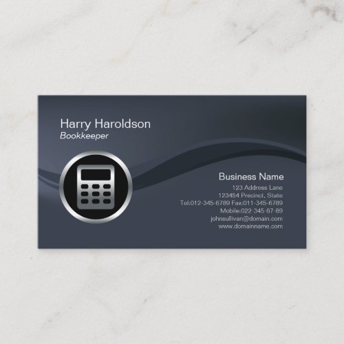 Chrome Calculator Icon Bookkeeper Business Card