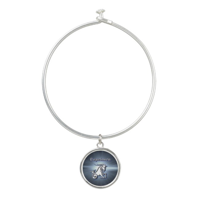 Chrome Capricorn Bangle Bracelet (Front)