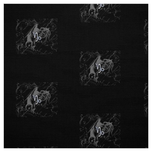 Chrome Capricorn Zodiac Symbol on Hevelius Fabric