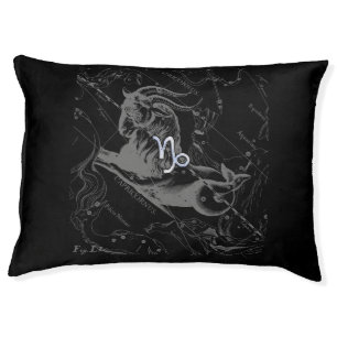 Chrome Capricorn Zodiac Symbol on Hevelius Pet Bed