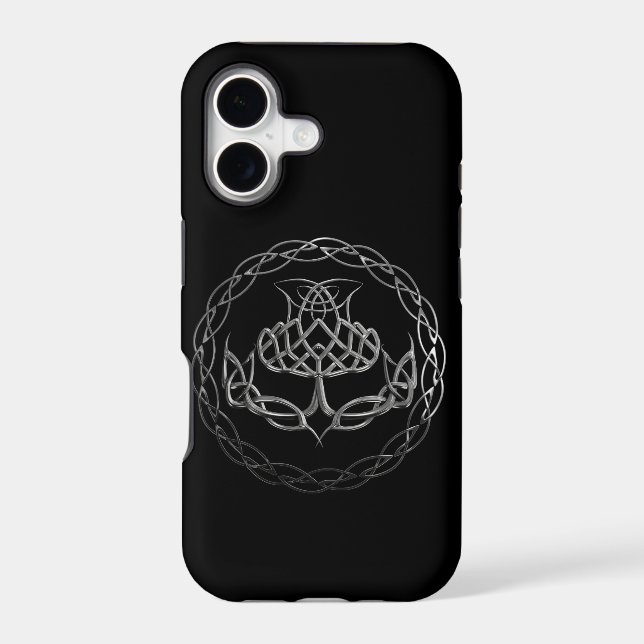 Chrome Celtic Knot Thistle Iphone Case (Back)