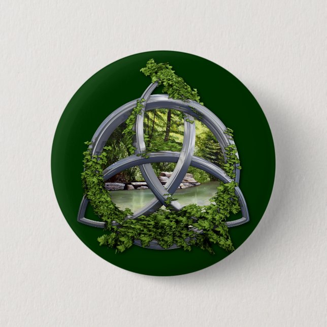 Chrome Celtic Trinity Knot Pinback Button (Front)