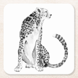 Chrome Cheetah Square Paper Coaster