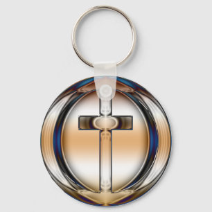 CHROME CROSS KEYCHAIN