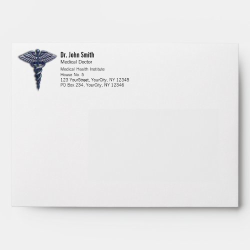 Chrome Dark 3D Holographic Medical Caduceus Envelope