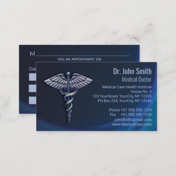 Chrome Dark Caduceus Holographic 3d Medical Appointment Card by SorayaShanCollection at Zazzle