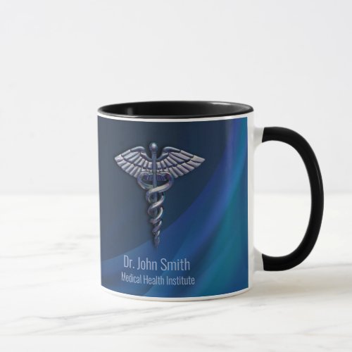 Chrome Dark Holographic 3D Medical Caduceus Mug