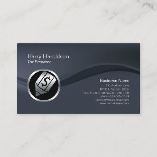 Chrome Dollar Pen Icon Tax Preparer Business Card