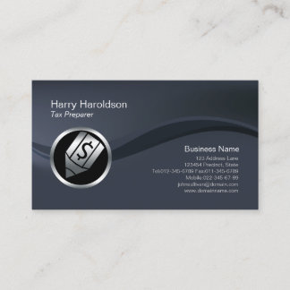 Chrome Dollar Pen Icon Tax Preparer Business Card