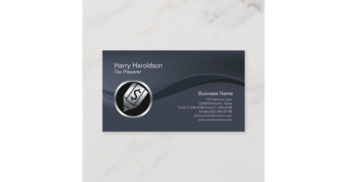 Chrome Dollar Pen Icon Tax Preparer Business Card Zazzle Com