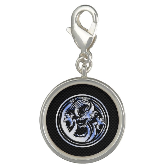 Chrome Dragon Crest black Carbon Fiber Print Charm (Front)