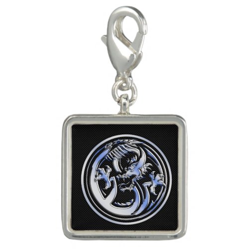 Chrome Dragon Crest black Carbon Fiber Print Charm