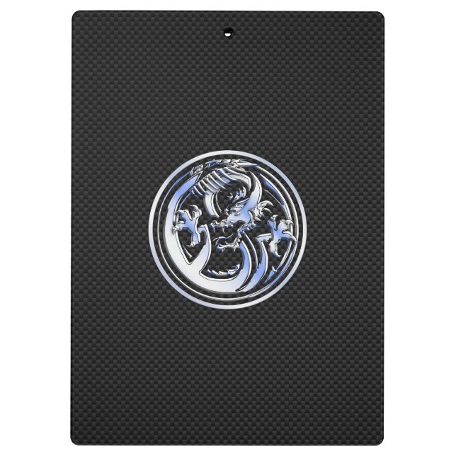 Chrome Dragon Crest black Carbon Fiber Print Clipboard (Back)