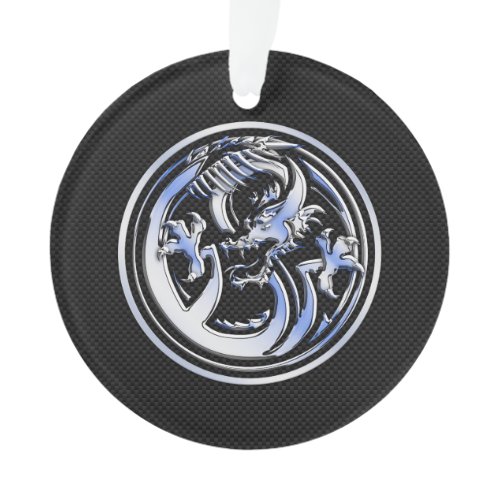 Chrome Dragon Crest black Carbon Fiber Print Ornament