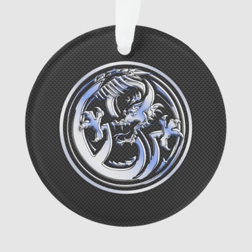 Chrome Dragon Crest black Carbon Fiber Print Ornament