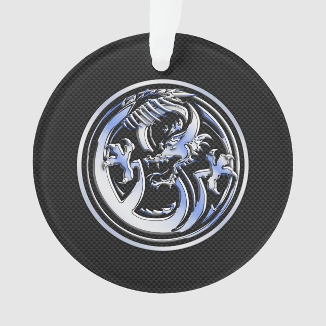 Chrome Dragon Crest black Carbon Fiber Print Ornament (Front)