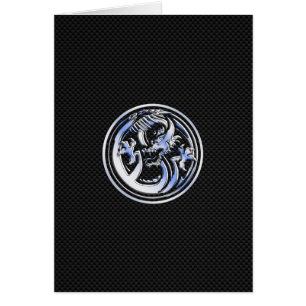 Chrome Dragon Crest dark Carbon Fiber Print Cards