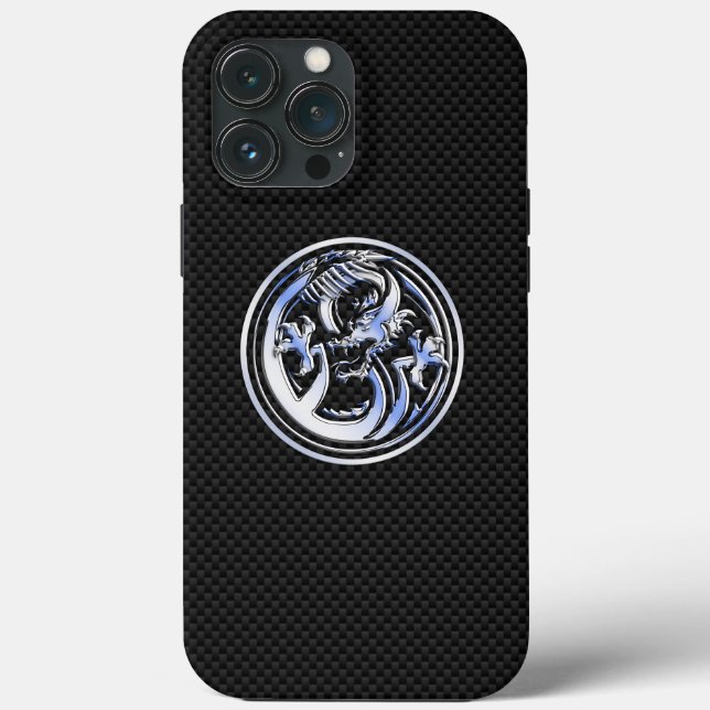 Chrome Dragon Crest dark Carbon Fiber Print Case-Mate iPhone Case (Back)