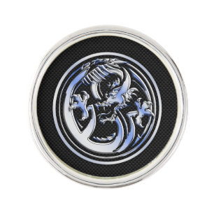 Chrome Dragon Crest dark Carbon Fiber Print Pin