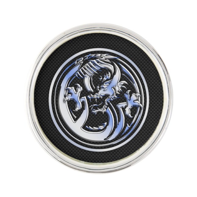 Chrome Dragon Crest dark Carbon Fiber Print Pin (Front)