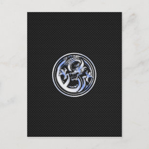 Chrome Dragon Crest dark Carbon Fiber Print Postcard