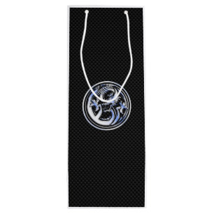 Chrome Dragon Crest in Carbon Fiber Print Wine Gift Bag