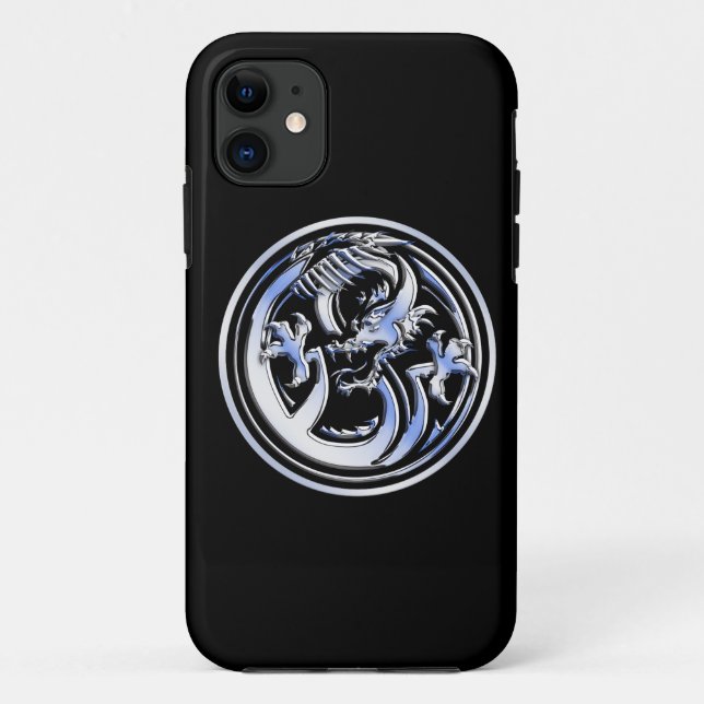 Chrome Dragon Crest on Black Print  Case-Mate iPhone Case (Back)