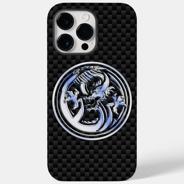 Chrome Dragon Crest on Carbon Fiber Case-Mate iPhone Case (Back)