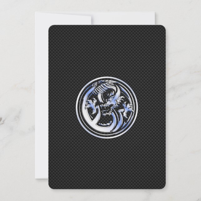 Chrome Dragon Crest on Carbon Fiber Print (Front)