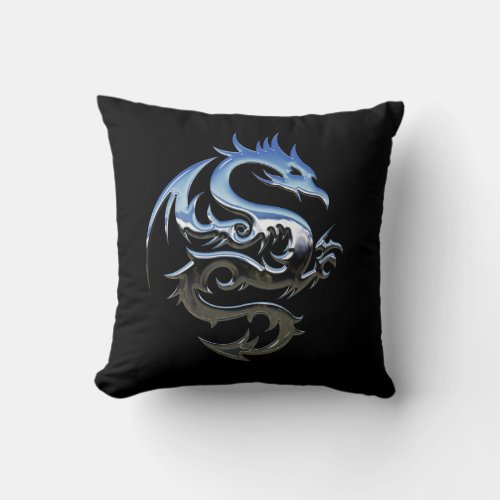Chrome Dragon Throw Pillow
