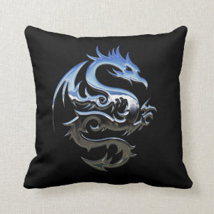 Chrome Dragon Throw Pillow