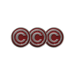 Chrome Drip Glitter Letter C Monogram Golf Ball Marker