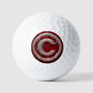 Chrome Drip Glitter Letter C Monogram Golf Balls