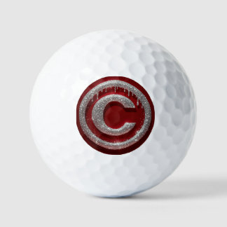Chrome Drip Glitter Letter C Monogram Golf Balls