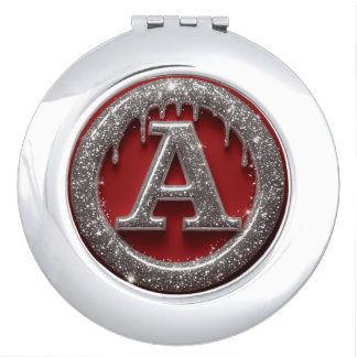 Chrome Drip Letter A Monogram Glitter Icon Compact Mirror