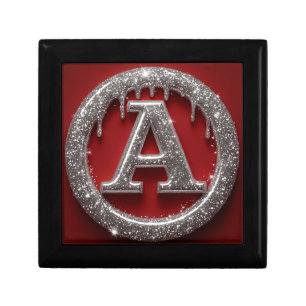 Chrome Drip Letter A Monogram Glitter Icon Gift Box