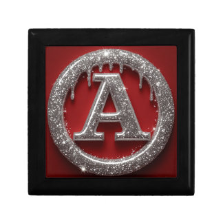 Chrome Drip Letter A Monogram Glitter Icon Gift Box