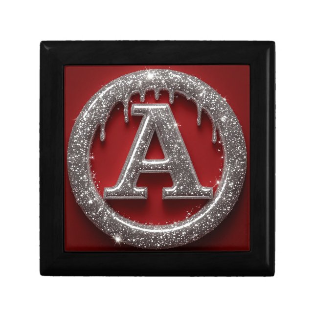Chrome Drip Letter A Monogram Glitter Icon Gift Box (Front)
