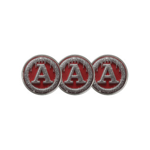 Chrome Drip Letter A Monogram Glitter Icon Golf Ball Marker