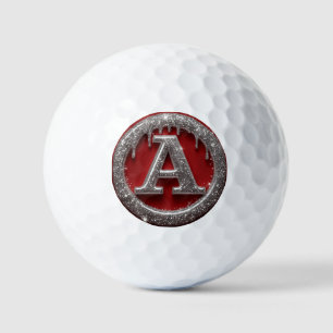Chrome Drip Letter A Monogram Glitter Icon Golf Balls