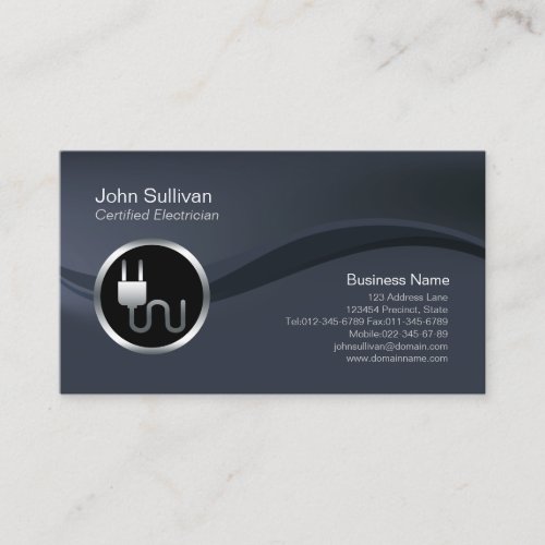Chrome Electric Plug Icon Electrician BusinessCard Business Card