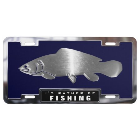 Chrome (faux) Bowfin Fish With License Frame License Plate