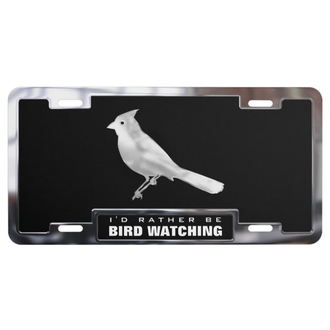 Chrome (faux) Cardinal Bird with Frame License Plate (Front)